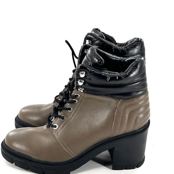 Marc Fisher Velima Heel Boots 11 Green Black NWOT Ankle Booties Combat Moto Lace - Picture 6 of 7